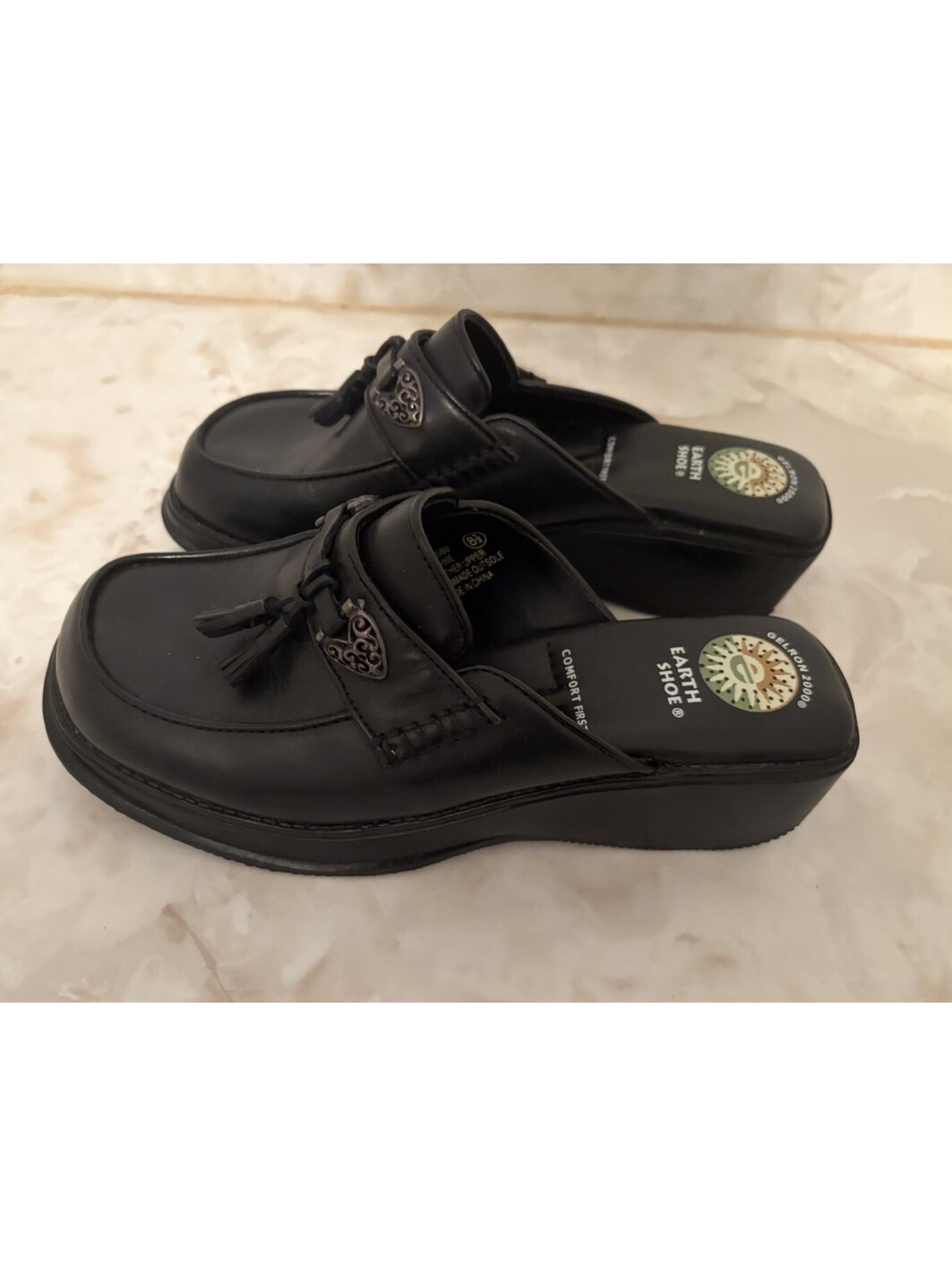 Vintage Y2k Earth Shoe Daphne Gelron 2000 Leather Mules Wedge Heel Size 8.5 — image 3 of 6